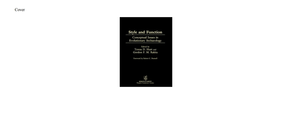 Style and Function Conceptual Issues in Evolutionary Archaeology 1st Edition