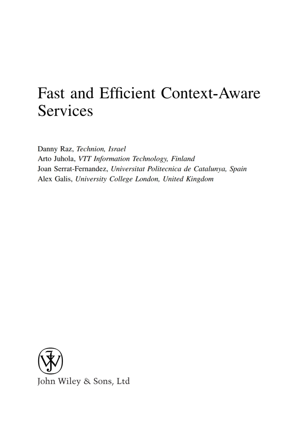 Fast and Efficient Context-Aware Services 1st Edition