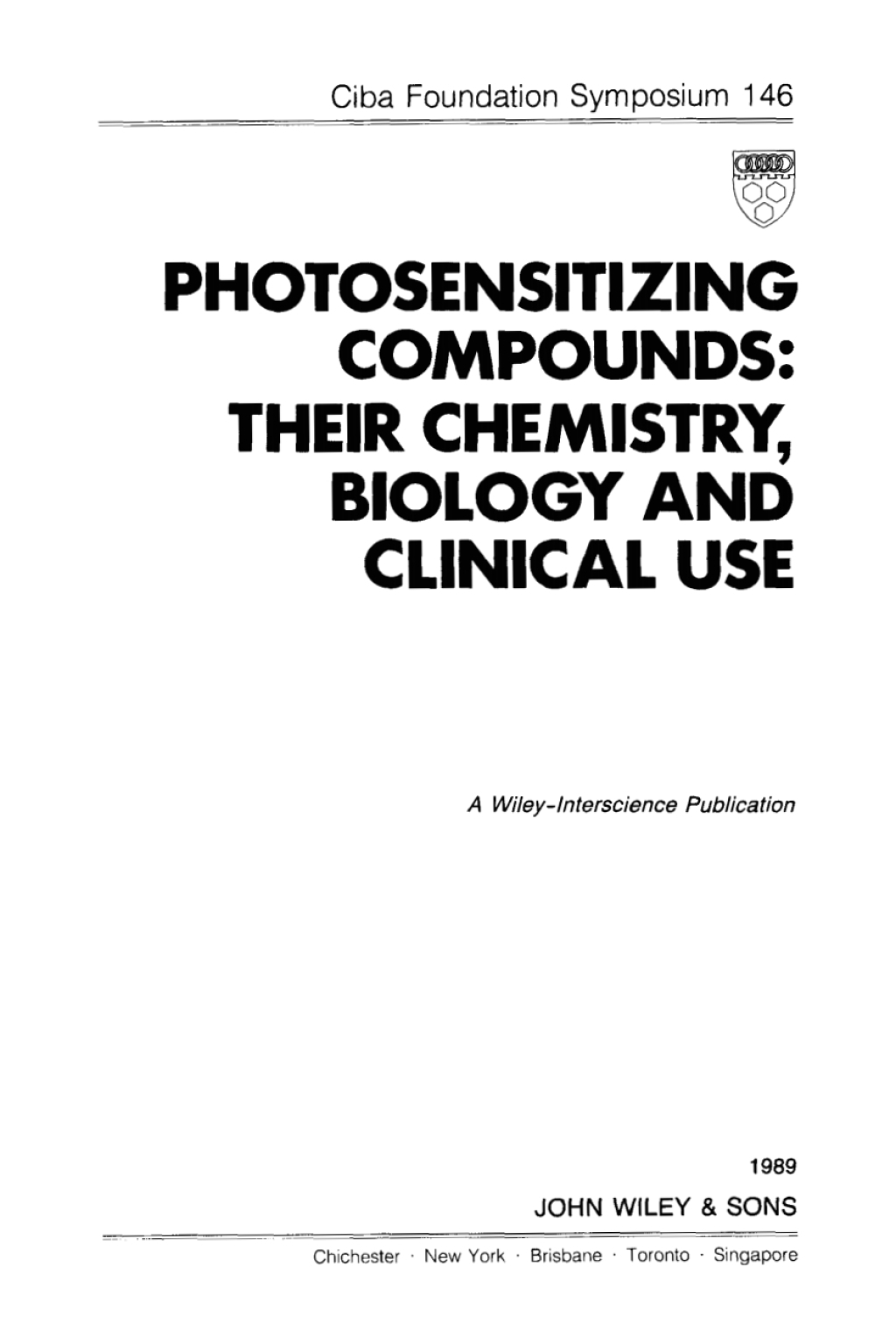 Photosensitizing Compounds Their Chemistry, Biology and Clinical Use 1st Edition