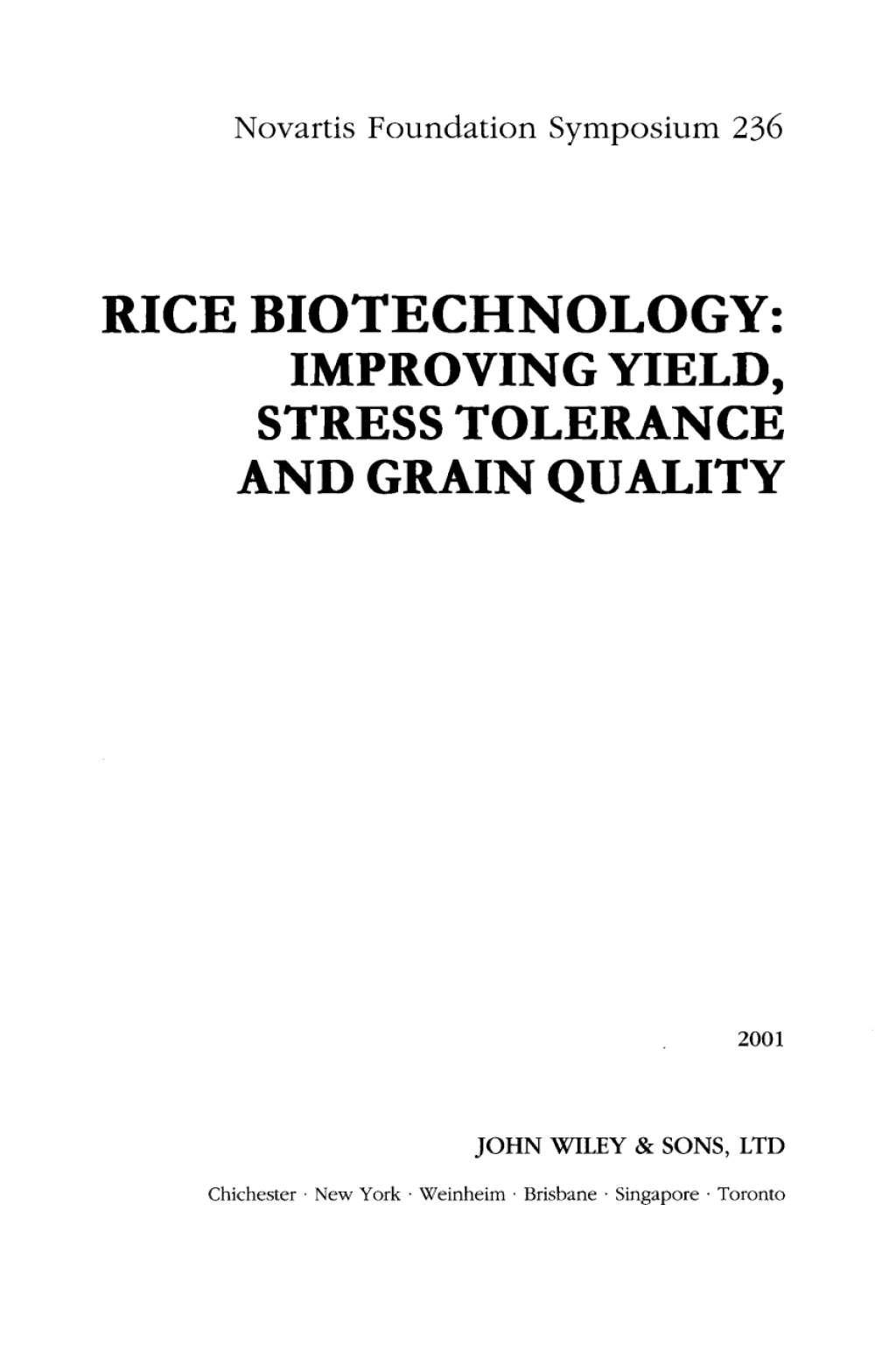 Rice Biotechnology Improving Yield, Stress Tolerance and Grain Quality 1st Edition