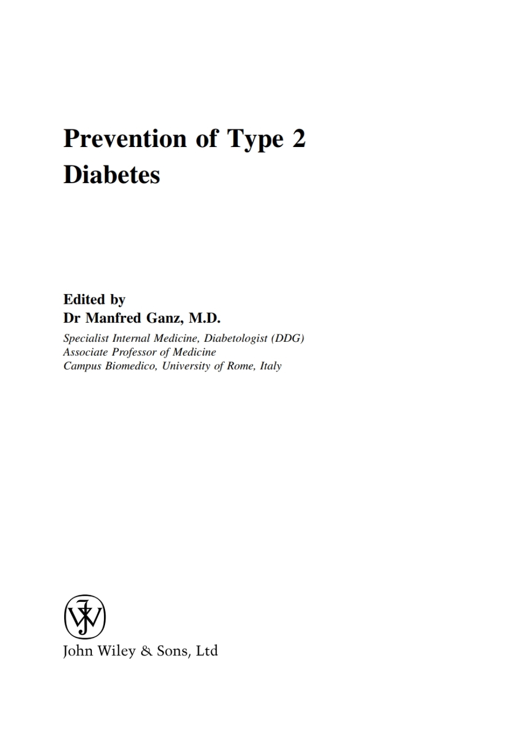 Prevention of Type 2 Diabetes 1st Edition