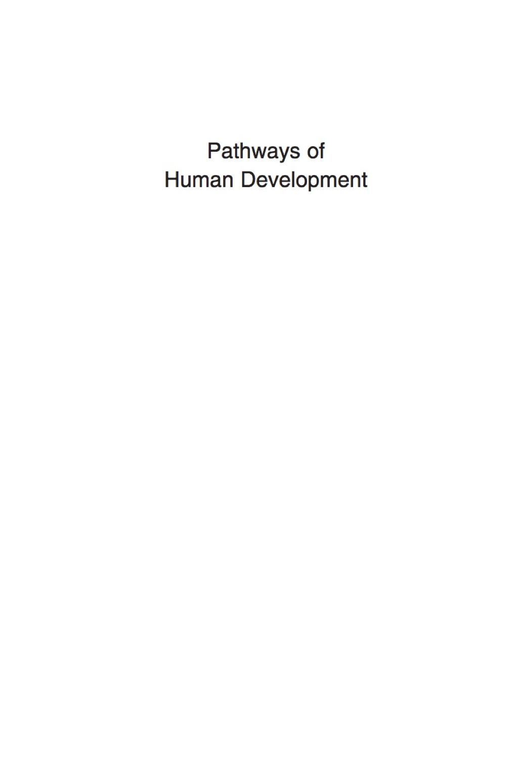 Pathways of Human Development