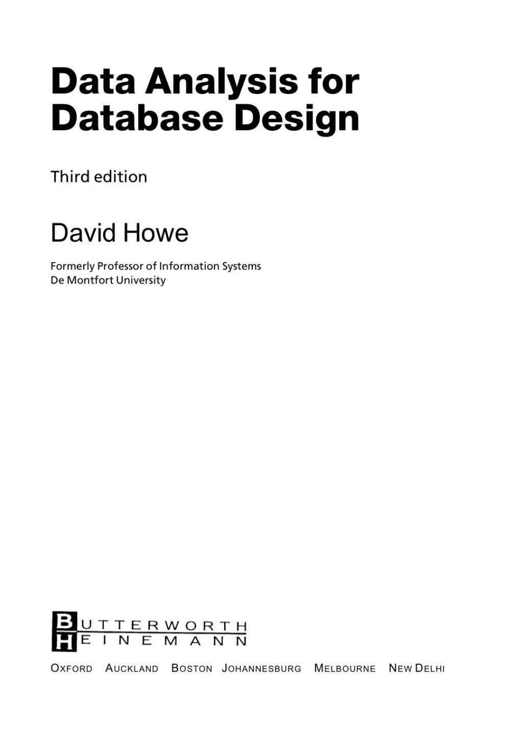 Data Analysis for Database Design 3rd Edition