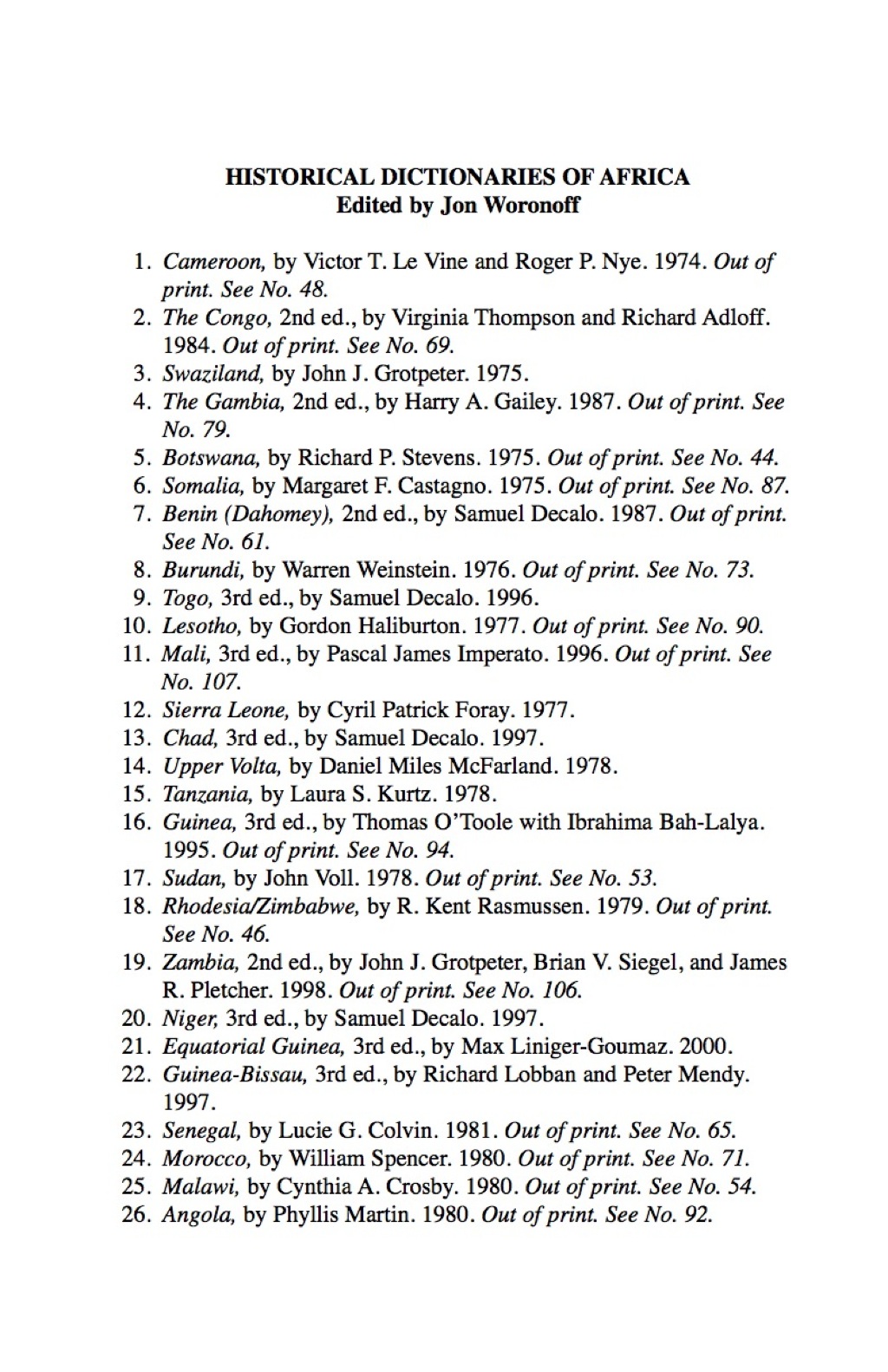 Historical Dictionary of The Gambia 4th Edition