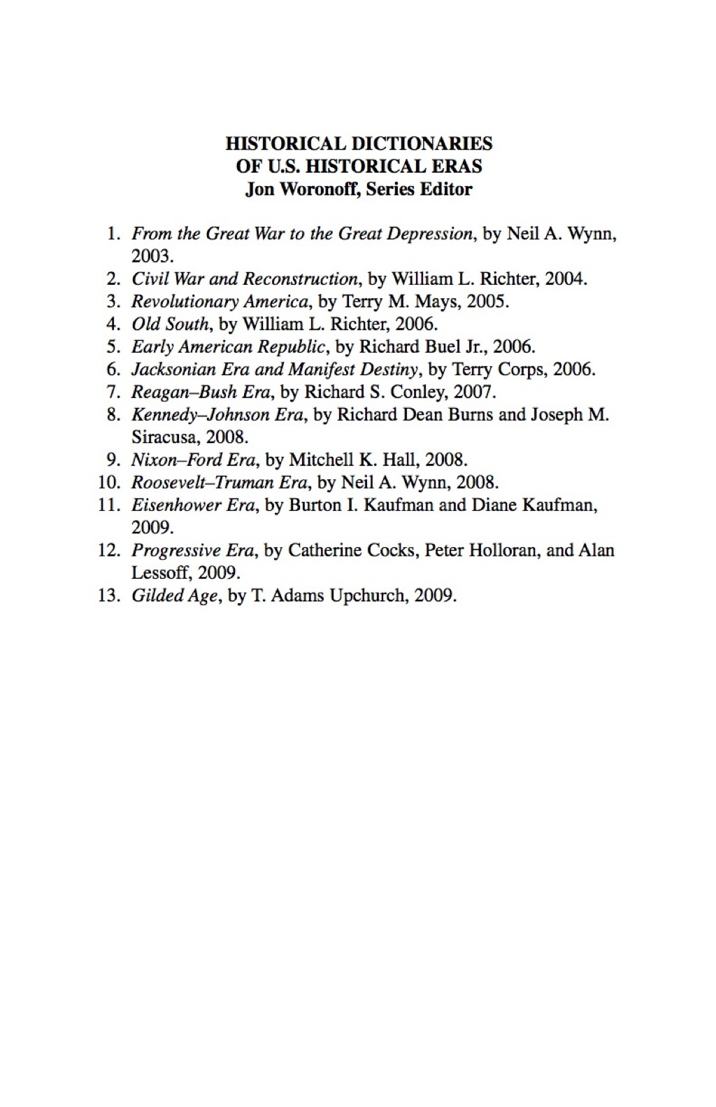 Historical Dictionary of the Gilded Age