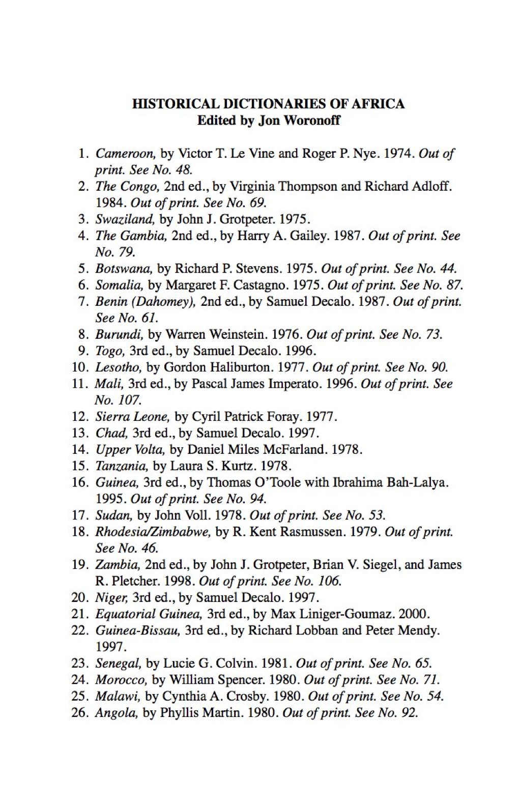 Historical Dictionary of The Gambia 4th Edition