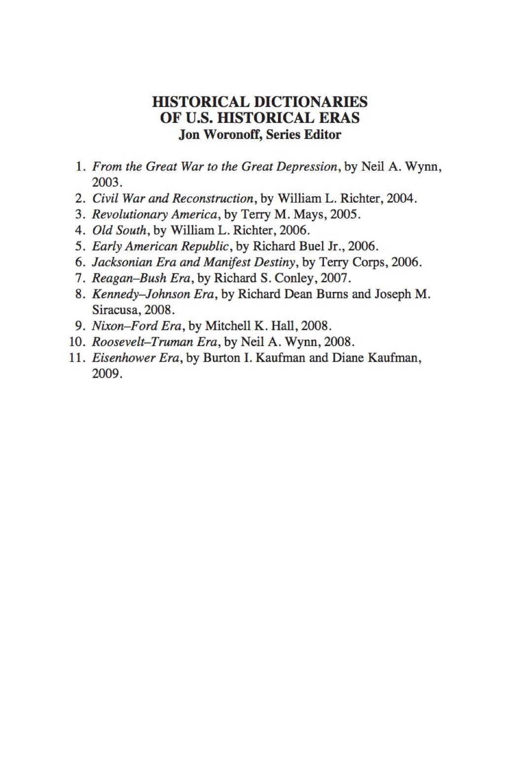 Historical Dictionary of the Eisenhower Era
