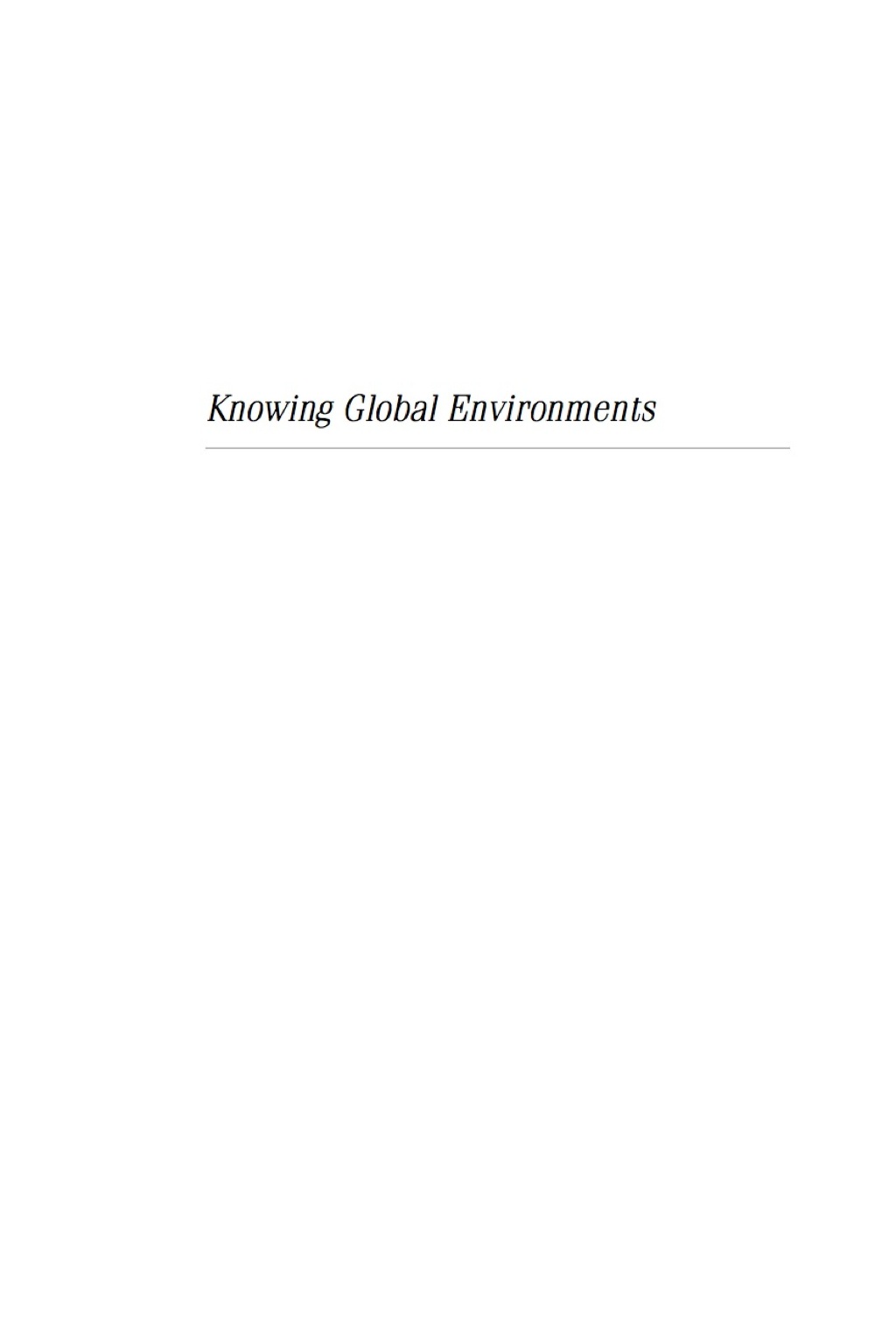 Knowing Global Environments
