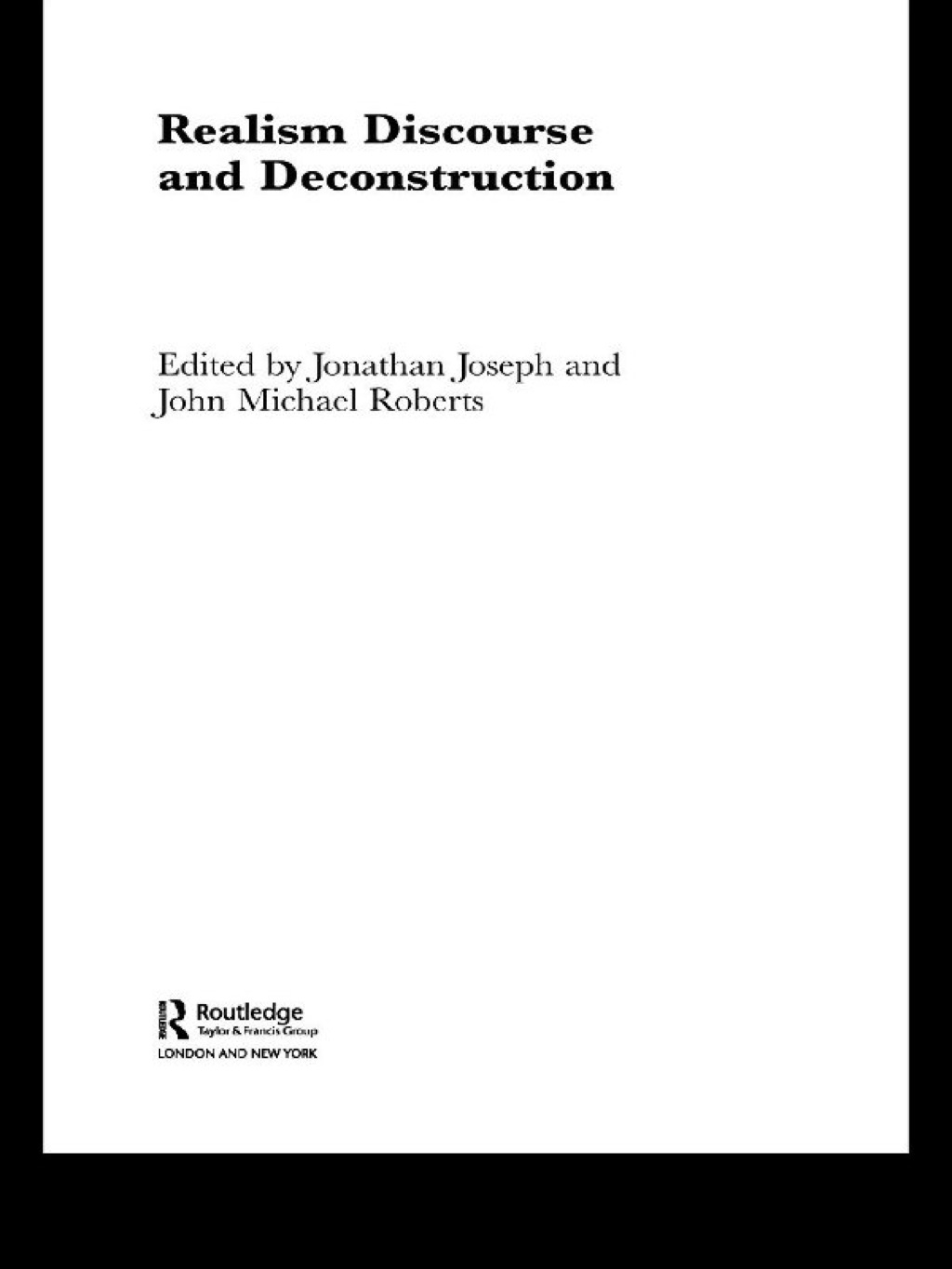 Realism Discourse and Deconstruction 1st Edition