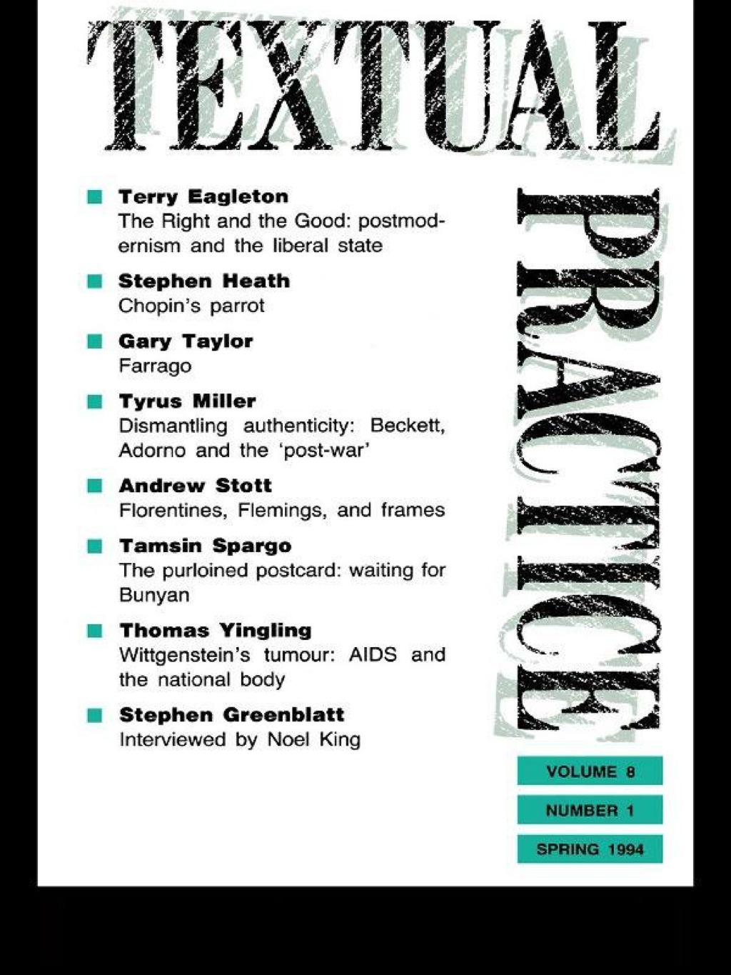 Textual Practice Volume 8, Issue 1 1st Edition