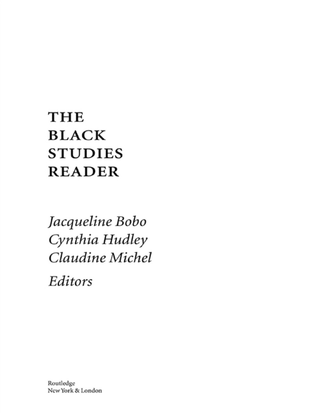 The Black Studies Reader 1st Edition