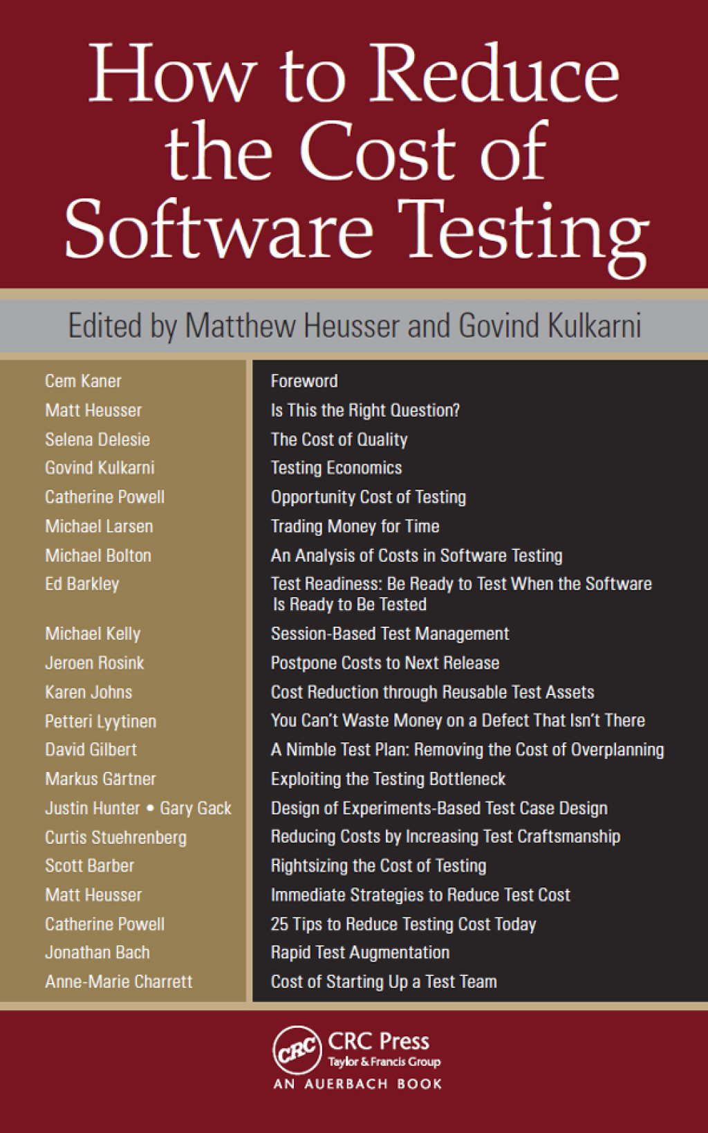 How to Reduce the Cost of Software Testing 1st Edition