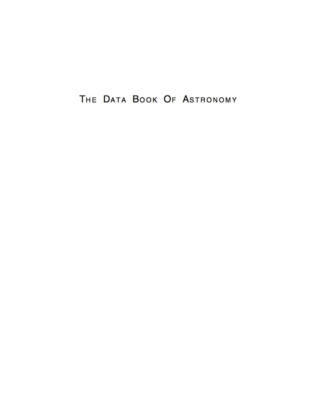 The Data Book of Astronomy 1st Edition