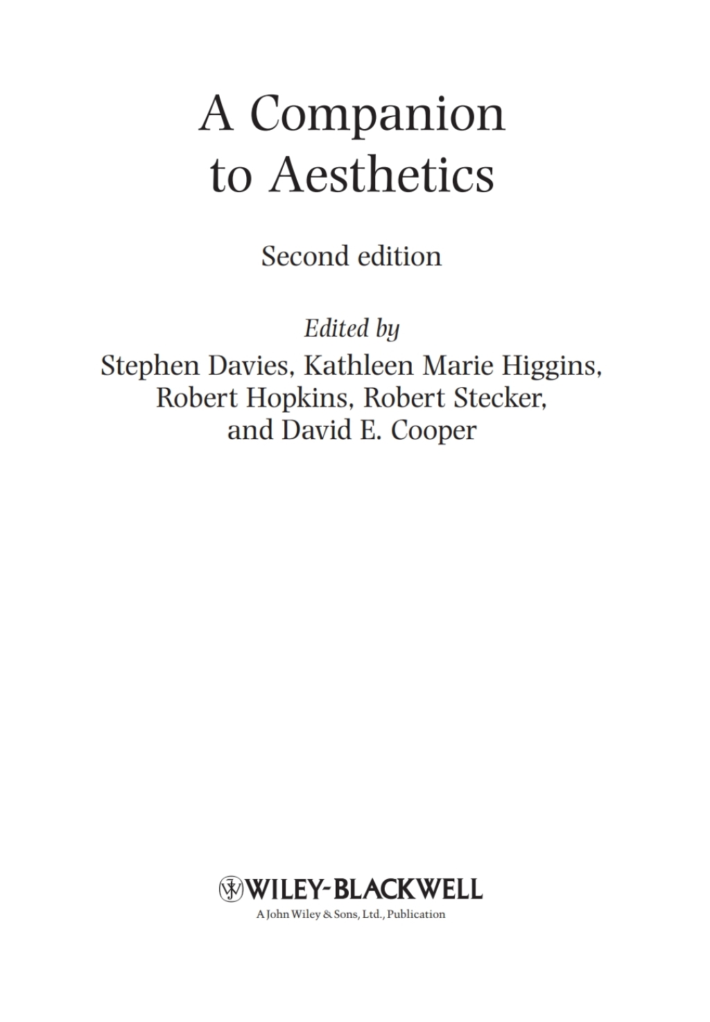 A Companion to Aesthetics 2nd Edition
