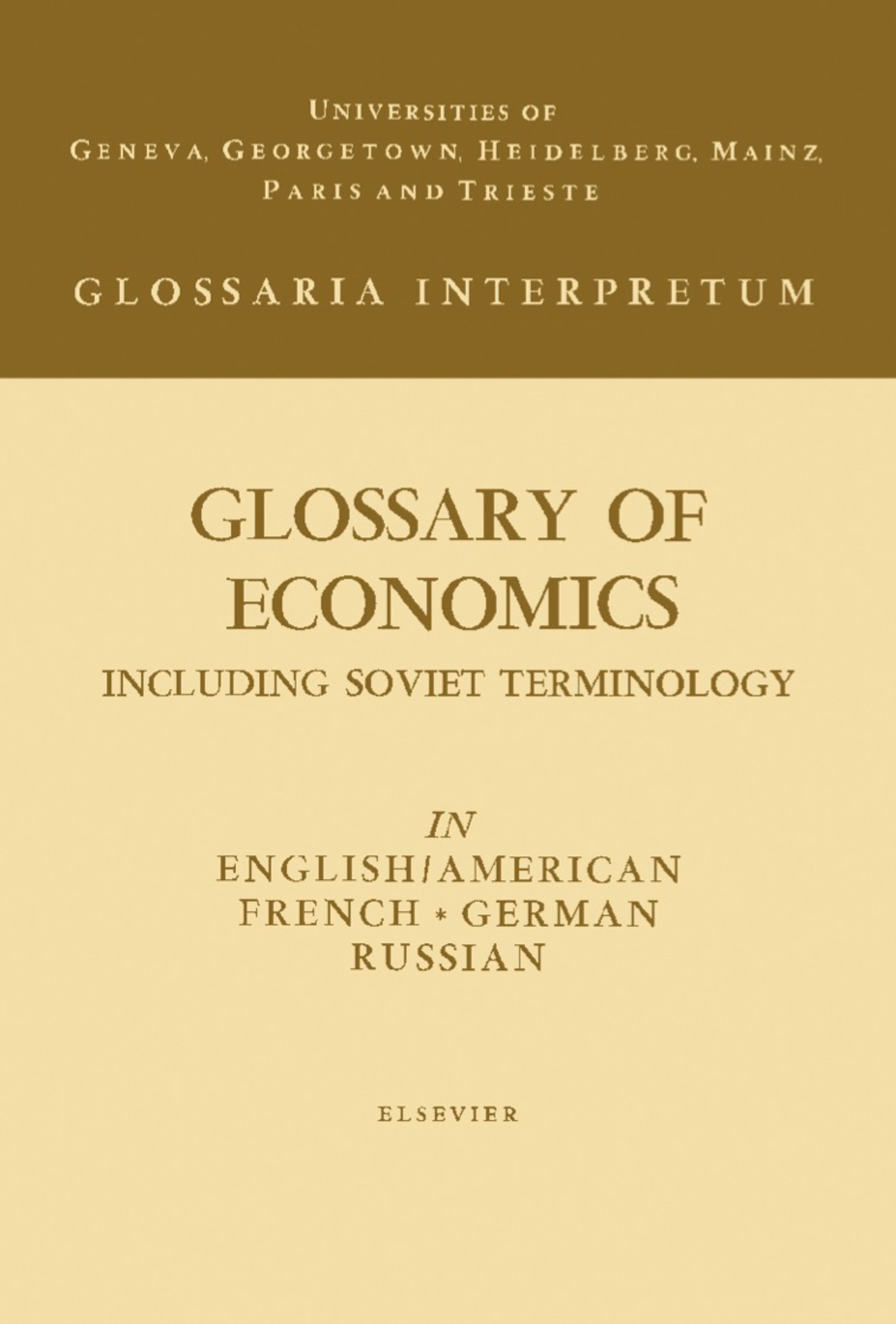 Glossary of Economics Including Soviet Terminology