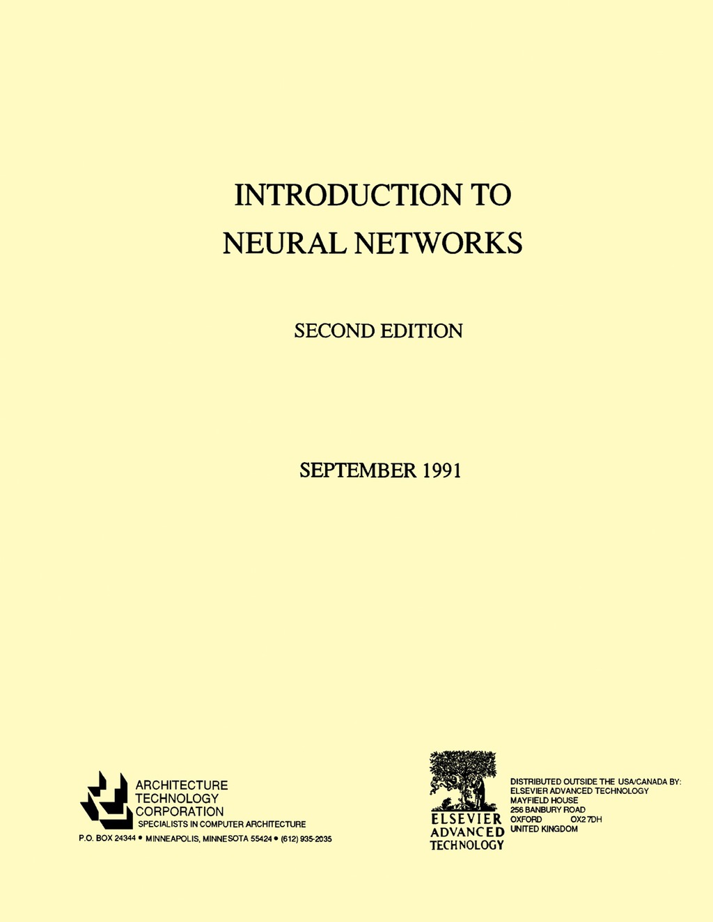 Introduction to Neural Networks 2nd Edition
