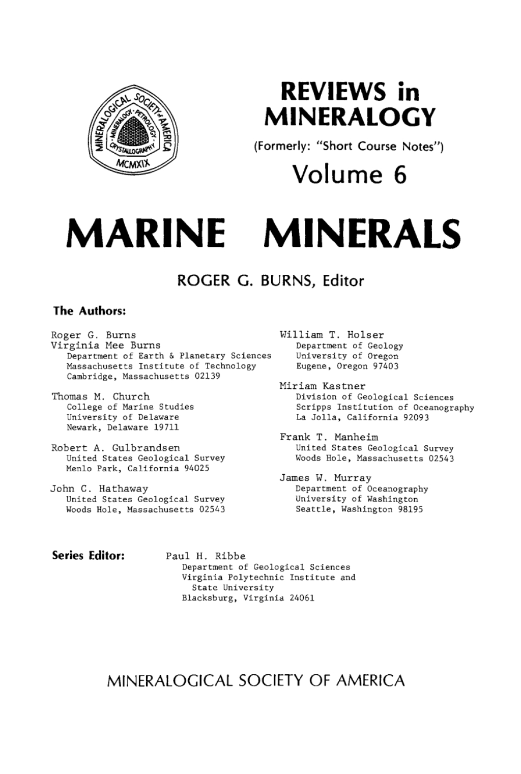 Marine Minerals 1st Edition