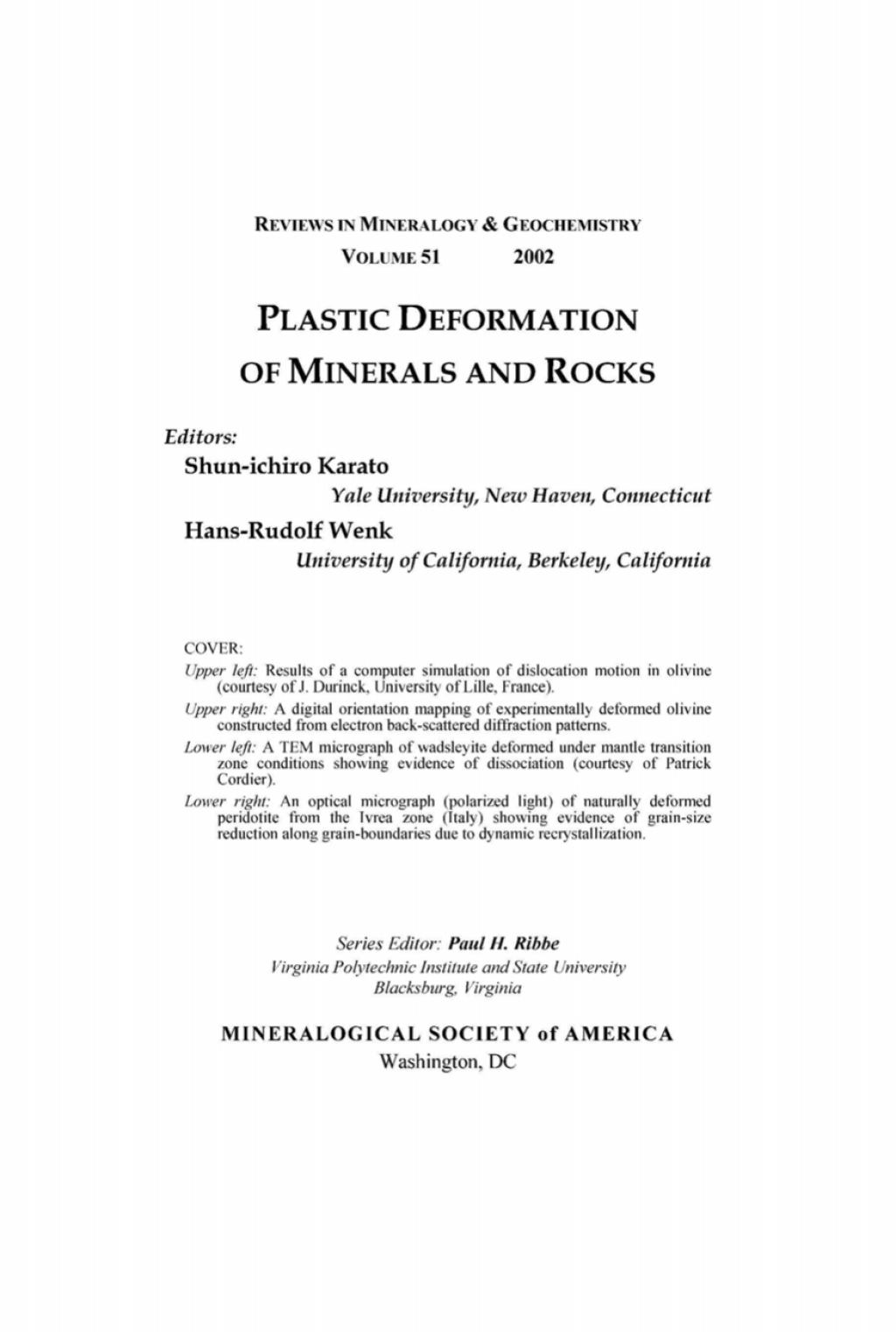 Plastic Deformation of Minerals and Rocks 1st Edition