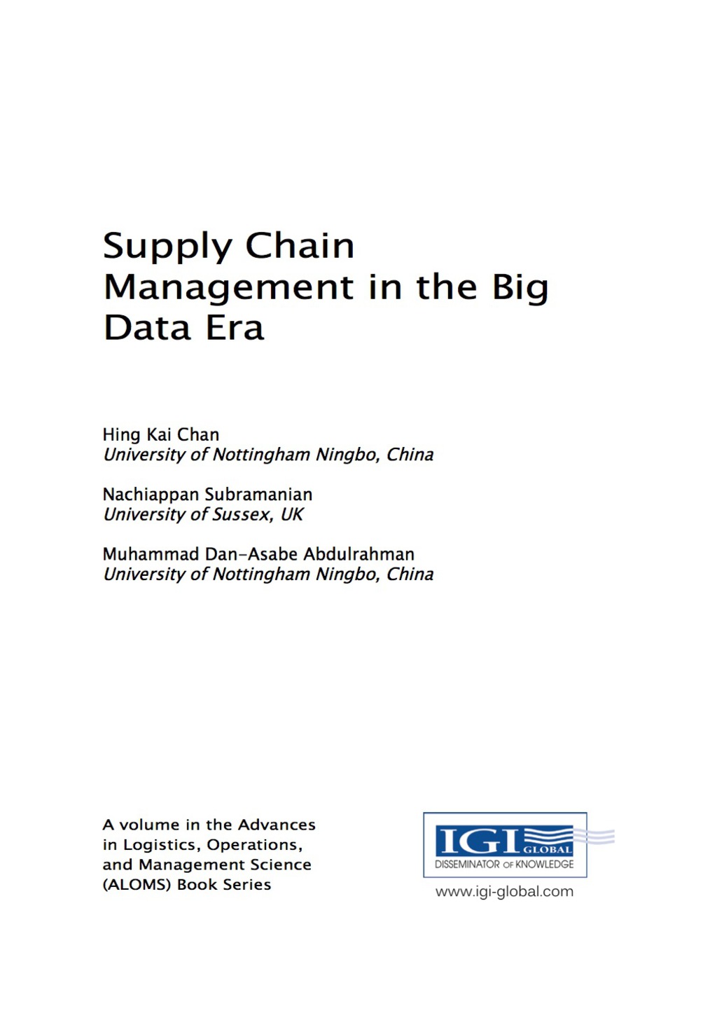 Supply Chain Management in the Big Data Era