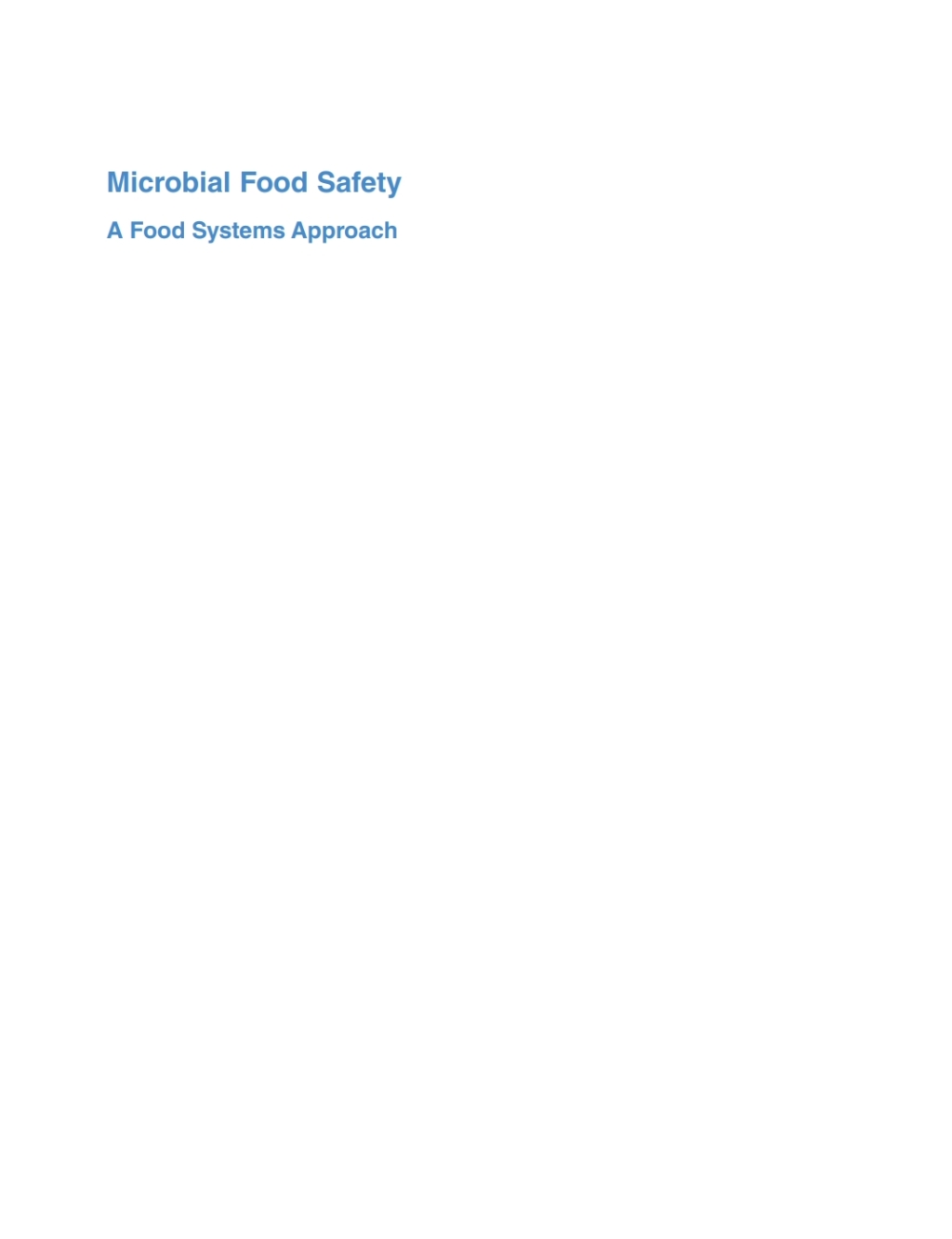 Microbial Food Safety A Food Systems Approach