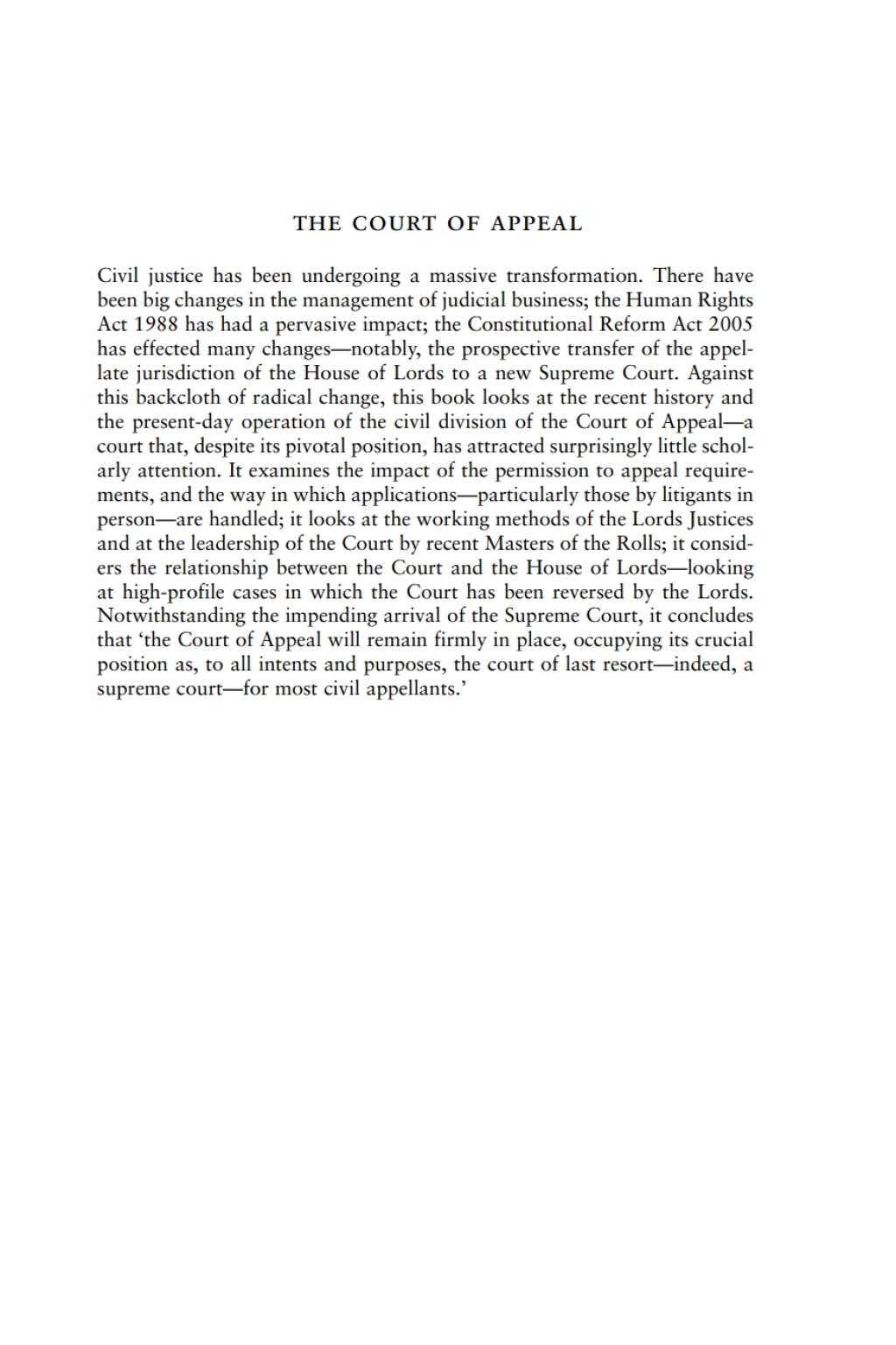 The Court of Appeal Political, Legal and Social Perspectives 1st Edition