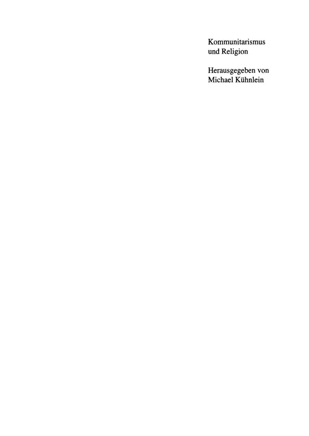 Kommunitarismus und Religion 1st Edition