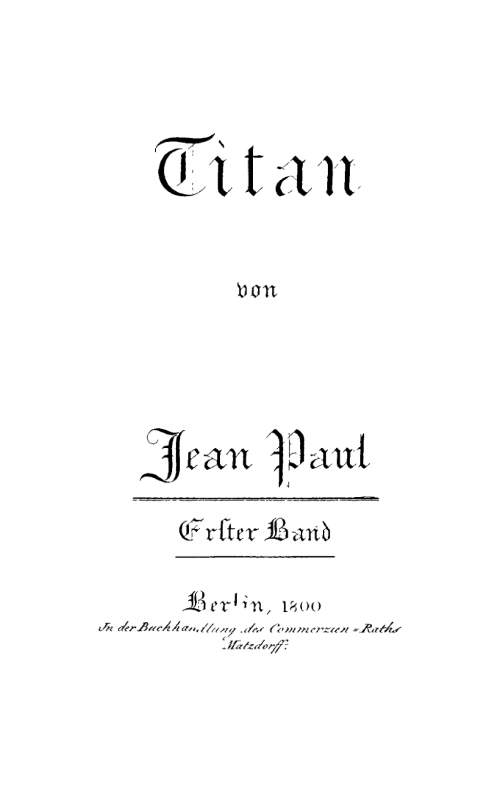 Titan. Erster Band 1st Edition