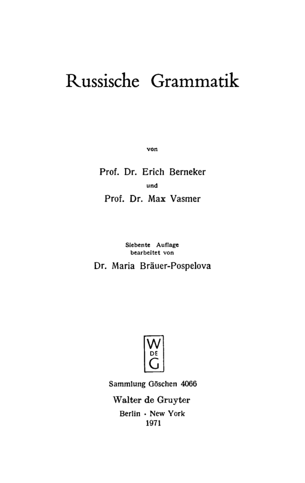 Russische Grammatik 7th Edition