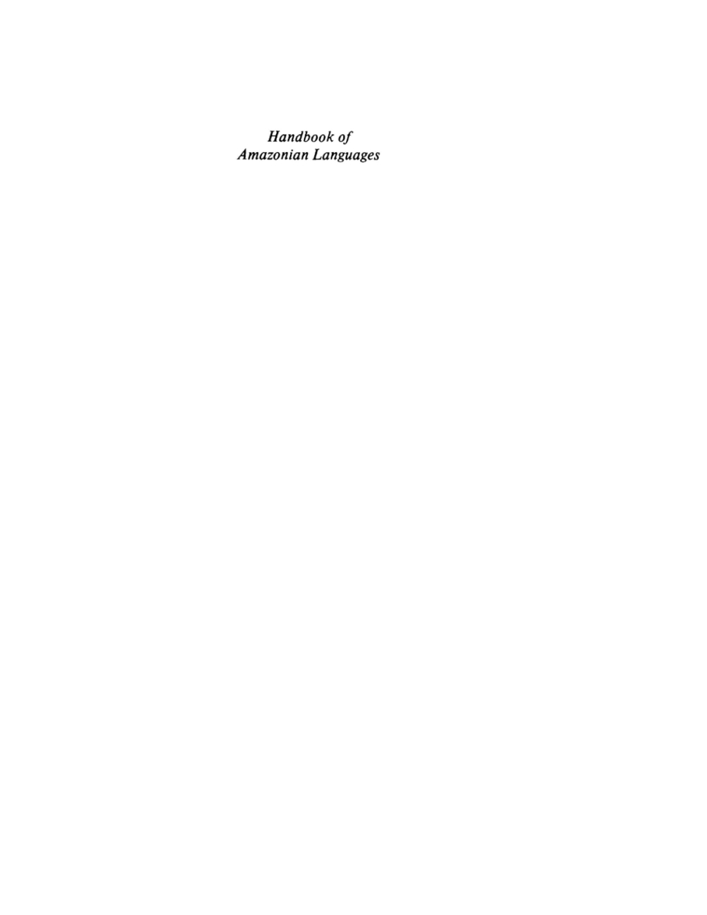 HANDBOOK AMAZONIAN LANGUAGES 1st Edition