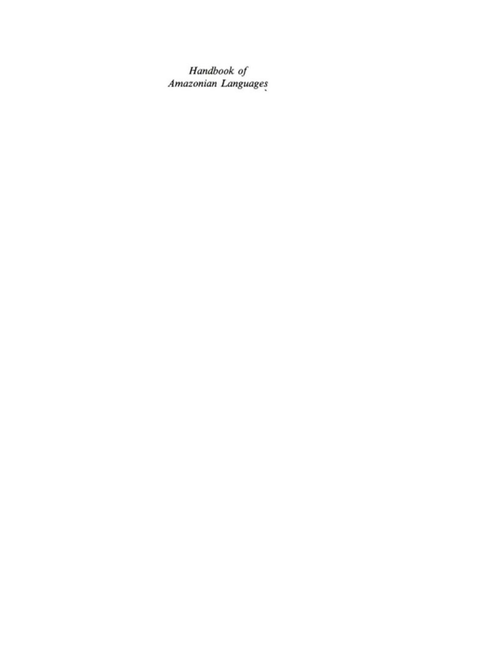 HANDBOOK AMAZONIAN LANGUAGES 1st Edition