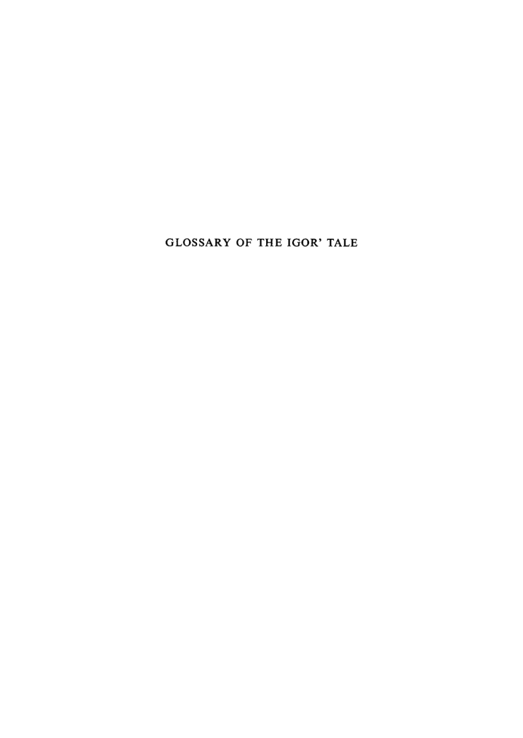 Glossary of the Igor’ Tale 1st Edition