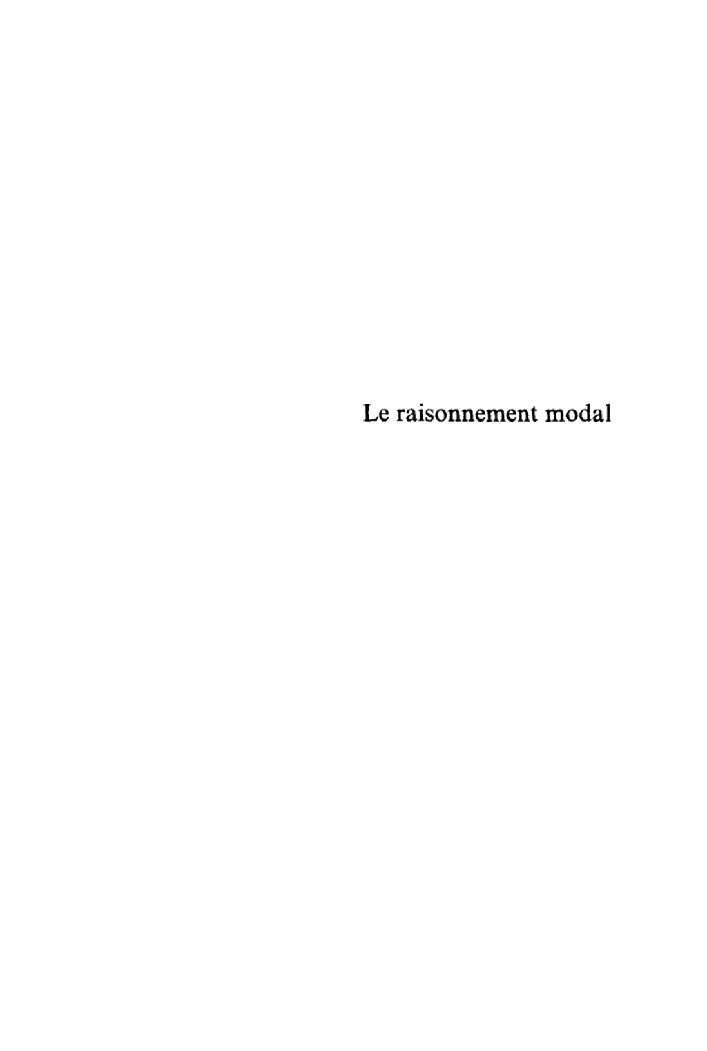 Le raisonnement modal Étude génétique 1st Edition