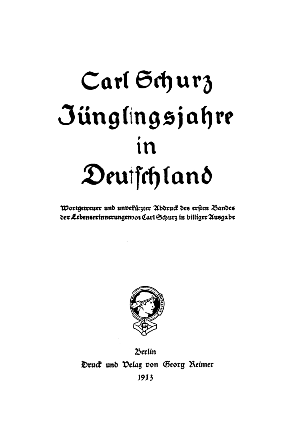 Jünglingsjahre in Deutschland 1st Edition