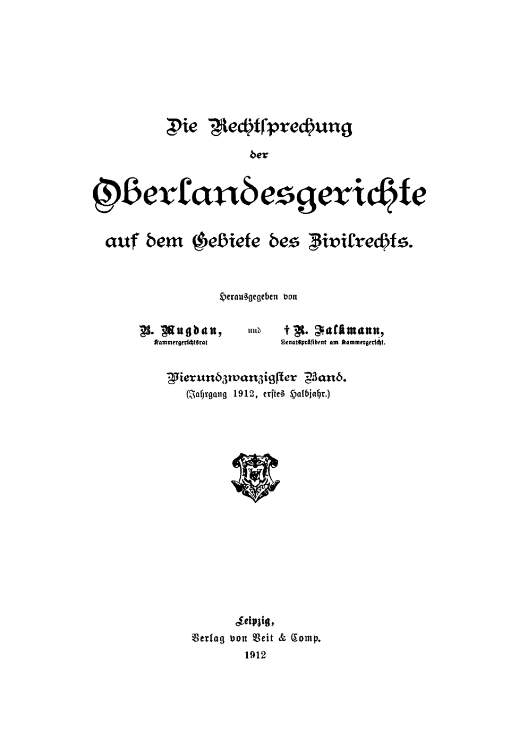 (Jahrgang 1912, Halbjahr 1.) 1st Edition