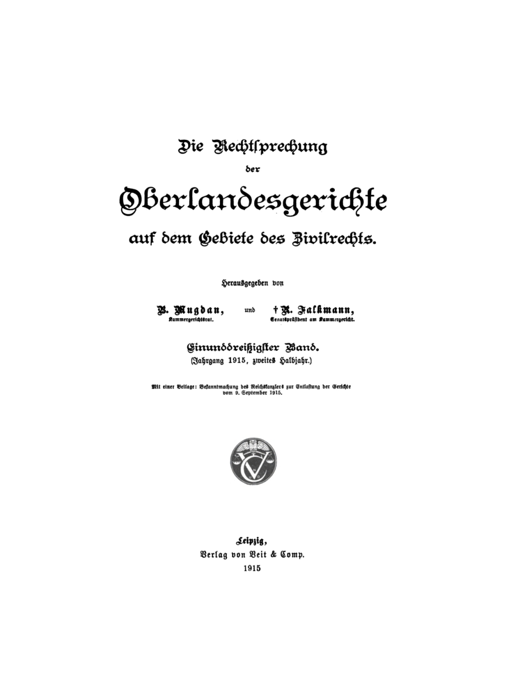 (Jahrgang 1915, Halbjahr 2.) 1st Edition