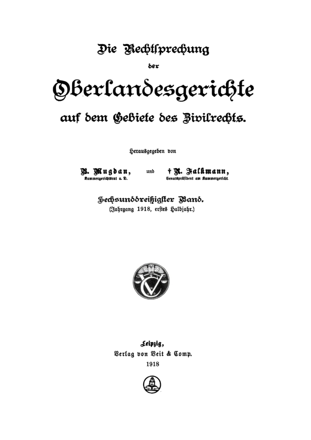 (Jahrgang 1918, Halbjahr 1.) 1st Edition