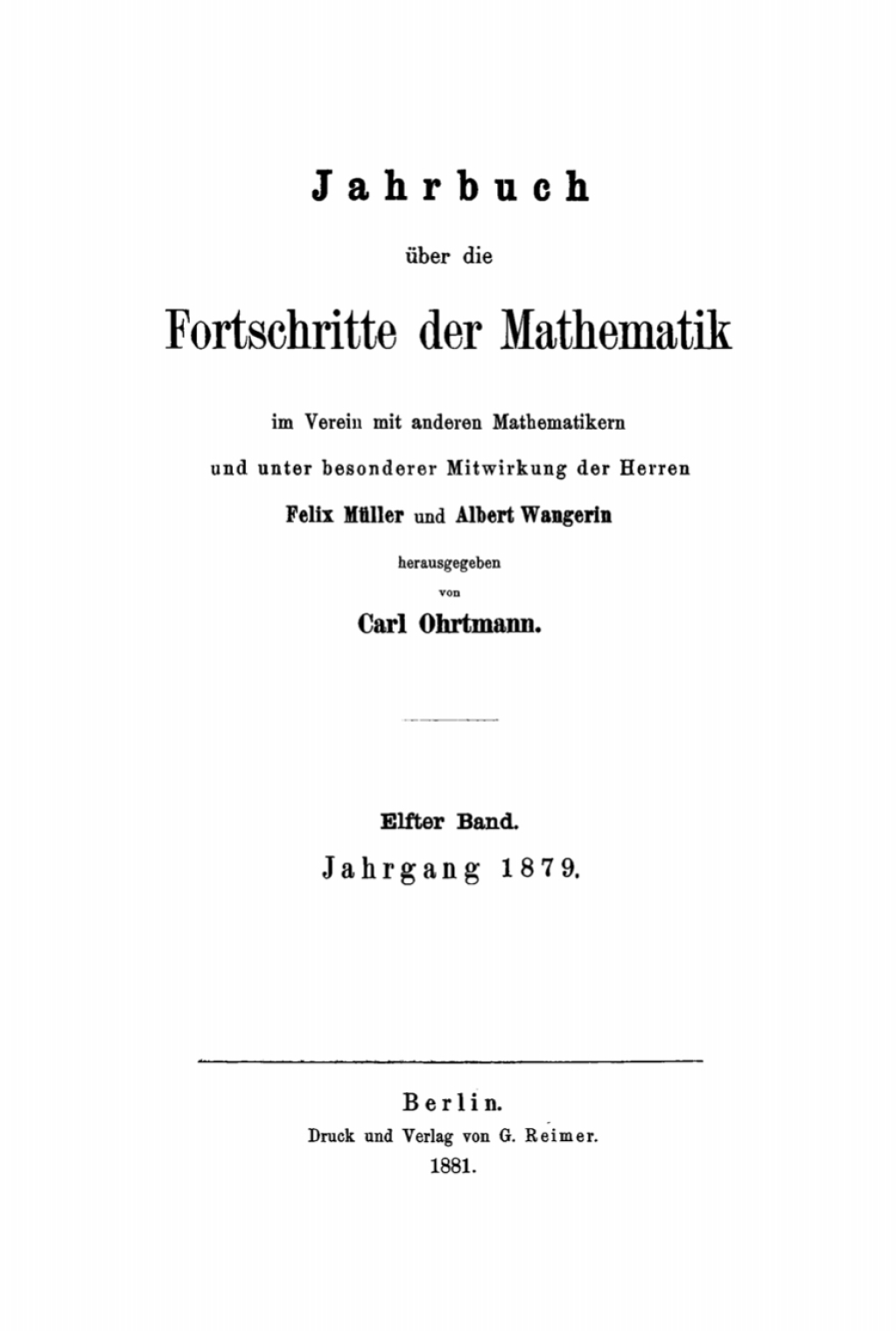 Jahrgang 1879 1st Edition