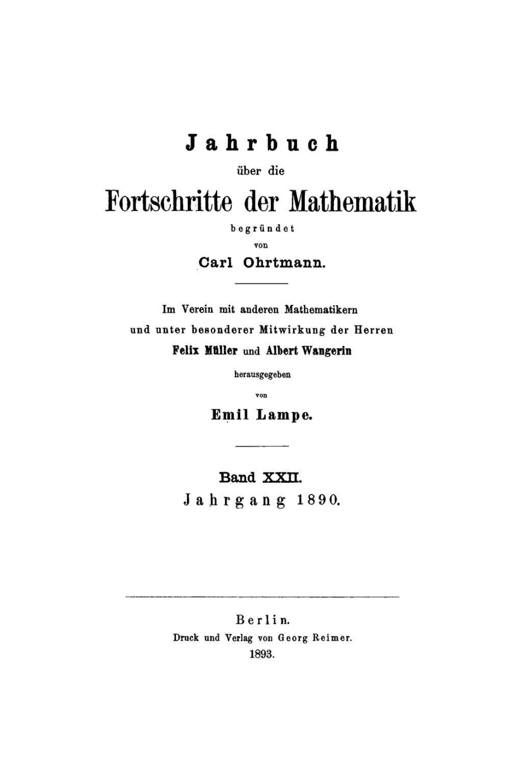 Jahrgang 1890 1st Edition