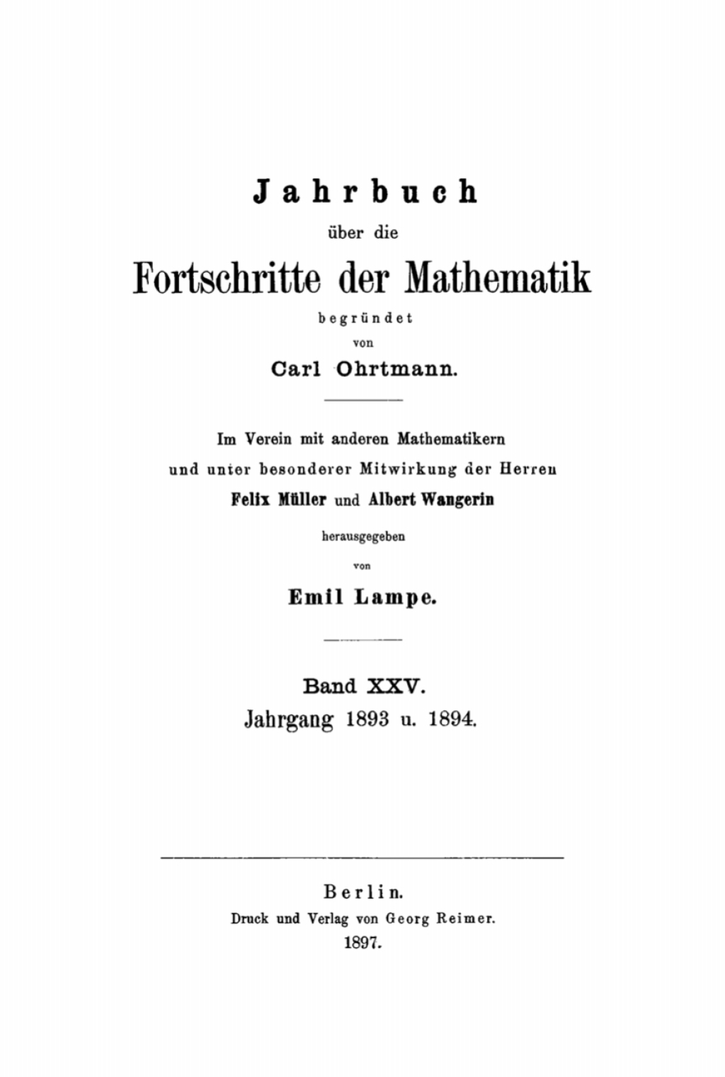 Jahrgang 1893 u. 1894 1st Edition