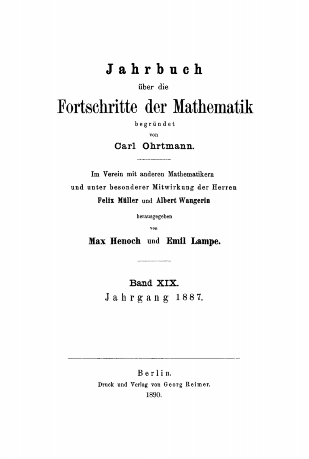 Jahrgang 1887 1st Edition