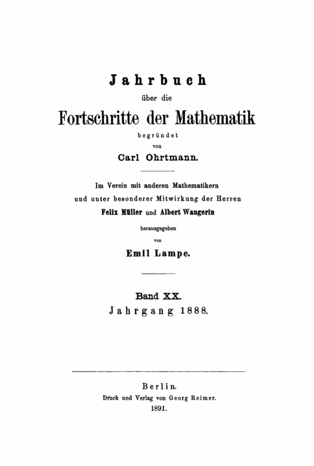 Jahrgang 1888 1st Edition