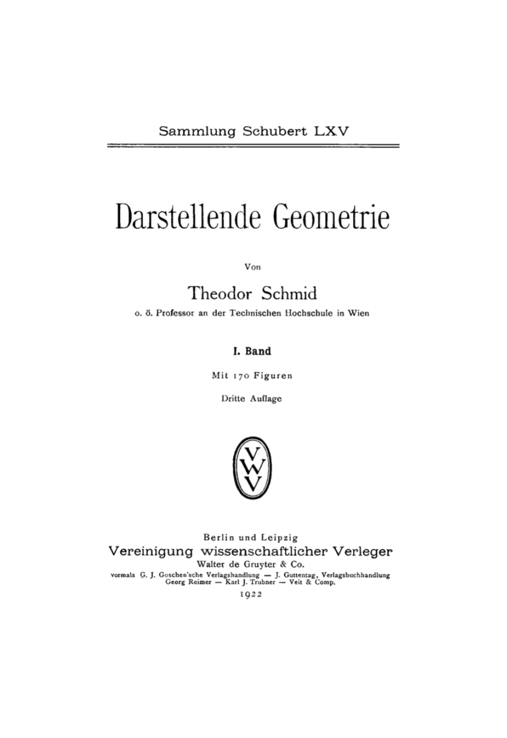 Darstellende Geometrie, Band 1 3rd Edition