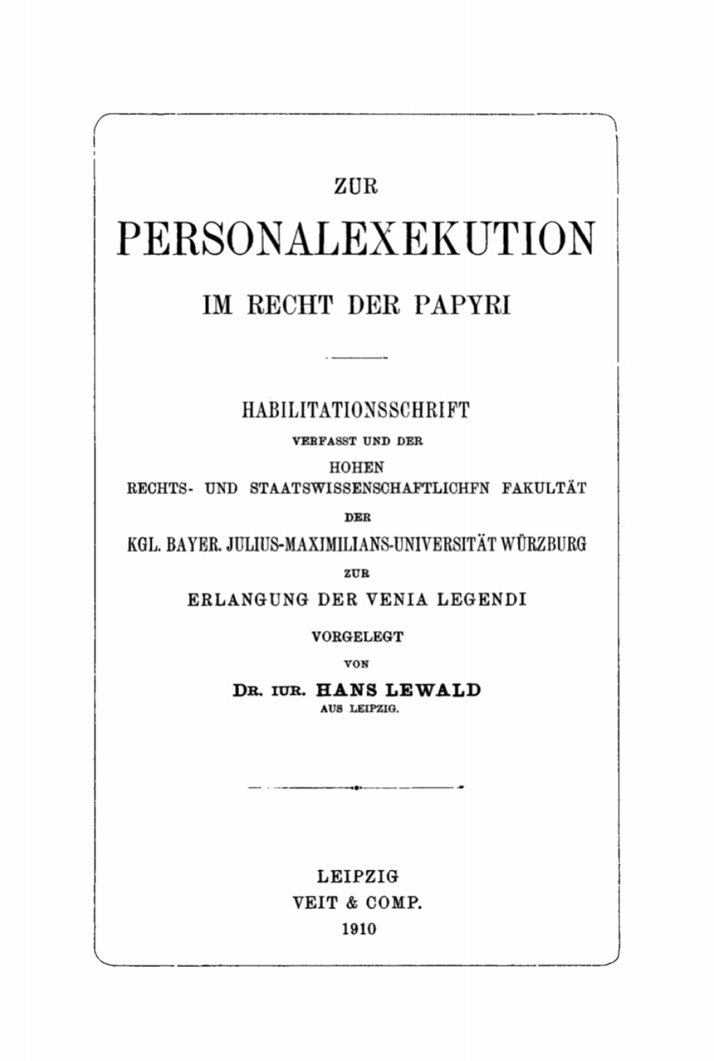 Zur Personalexekution im Recht der Papyri 1st Edition