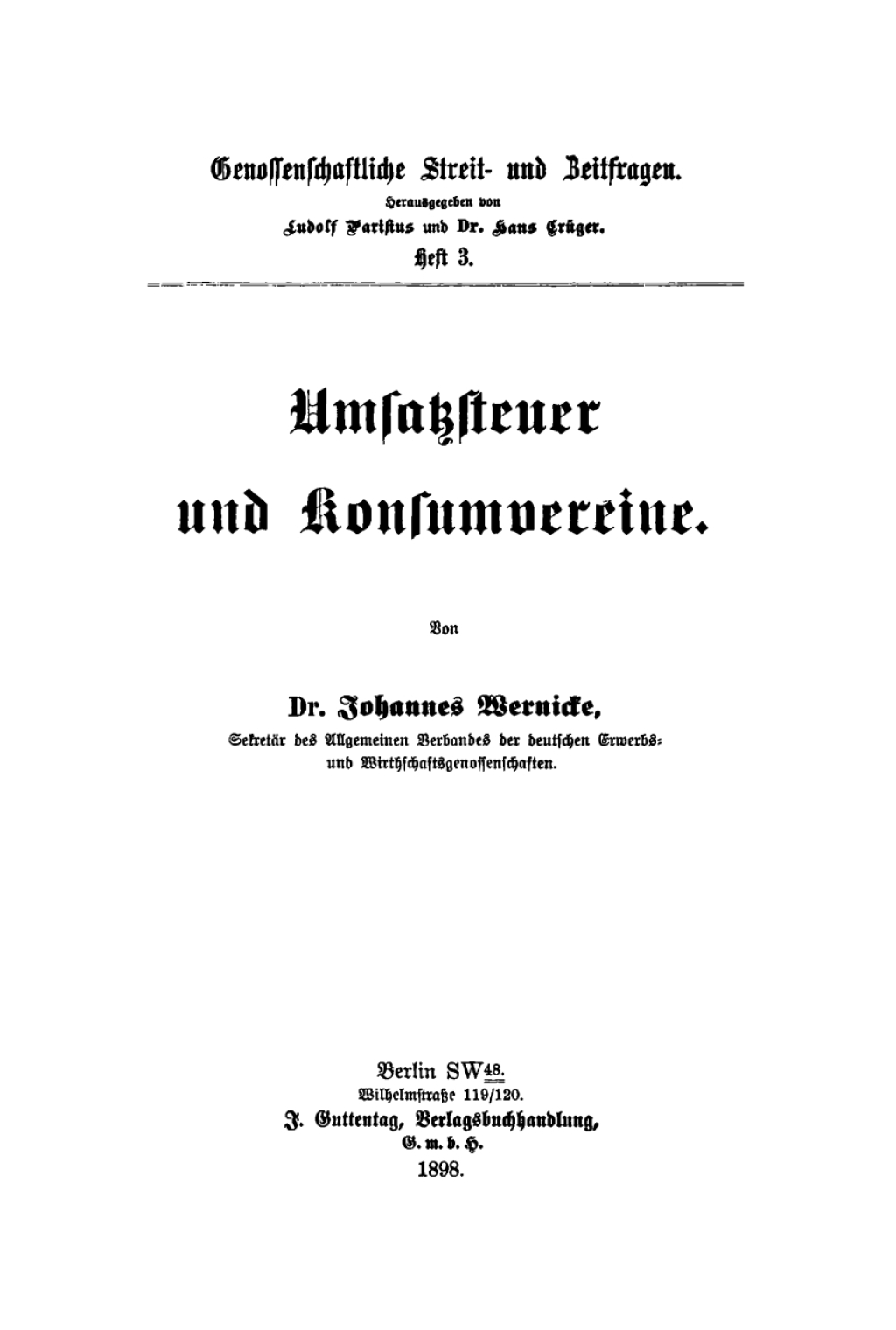 Umsatzsteuer und Konsumvereine 1st Edition