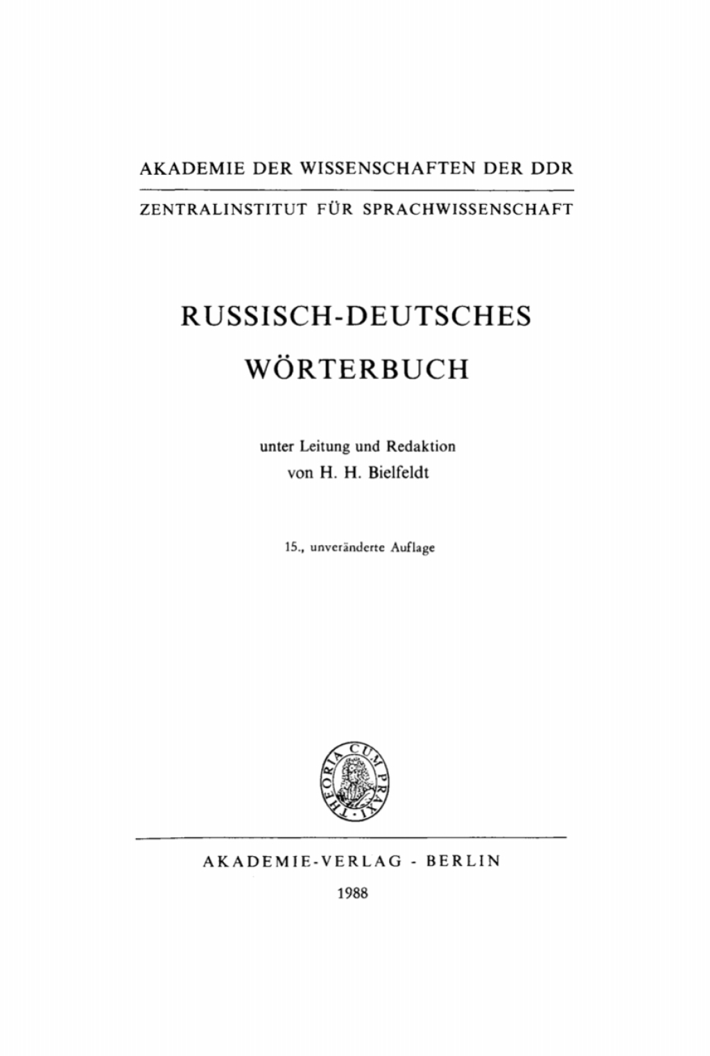 Russisch-deutsches Wörterbuch 15th Edition