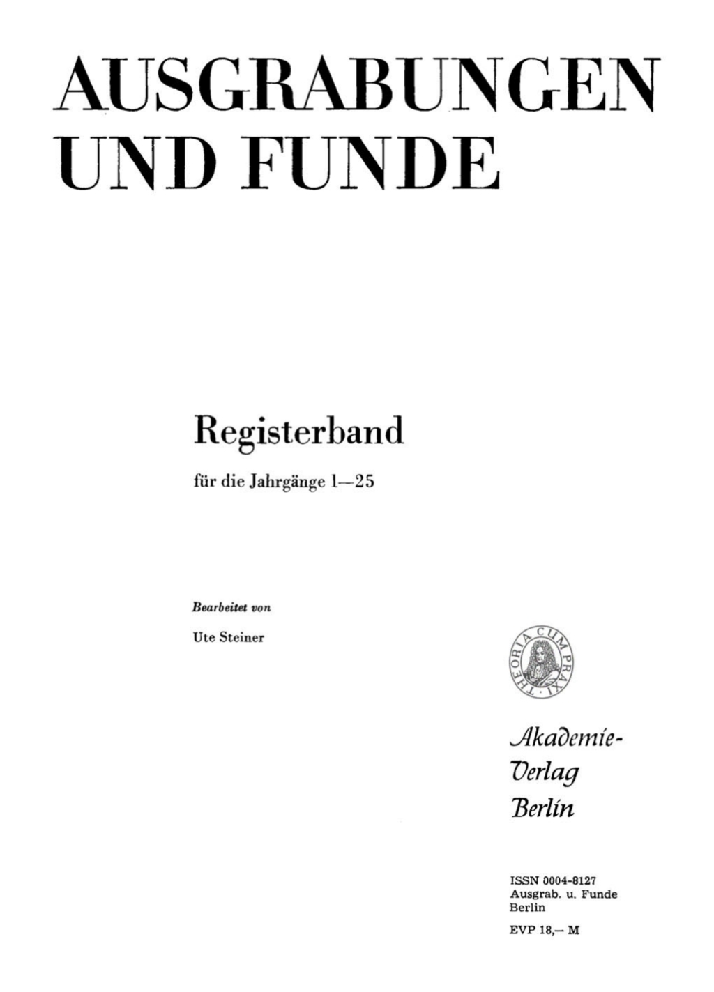 Jahrgänge 1–25 1st Edition