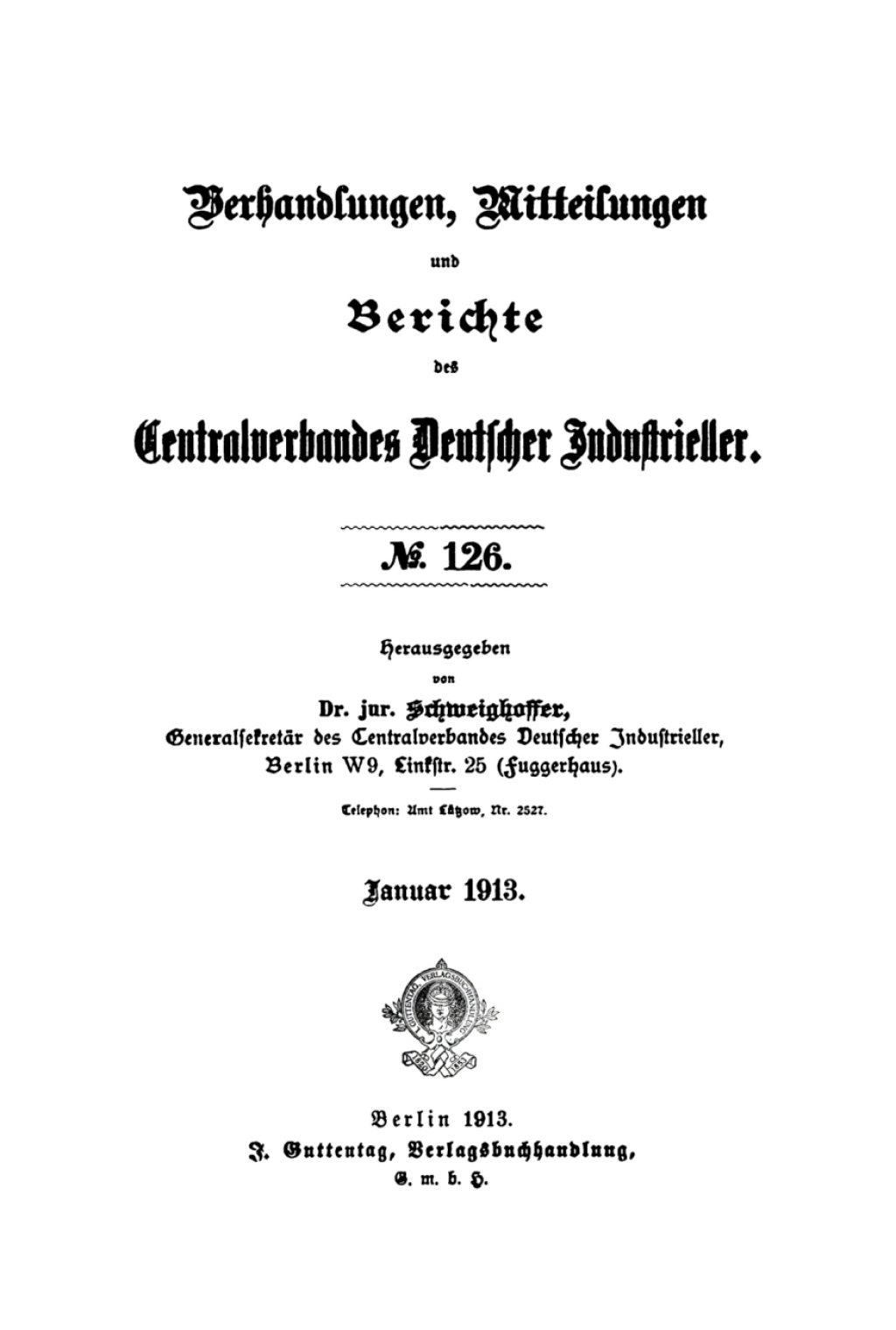 Januar 1913 1st Edition