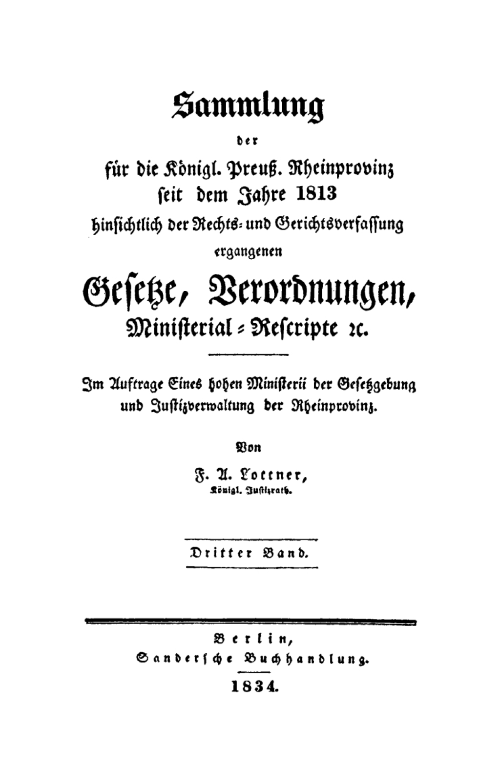 Sammlung der für die Königlich Preussische Rhein-Provinz seit dem Jahre 1813. Band 3 1st Edition