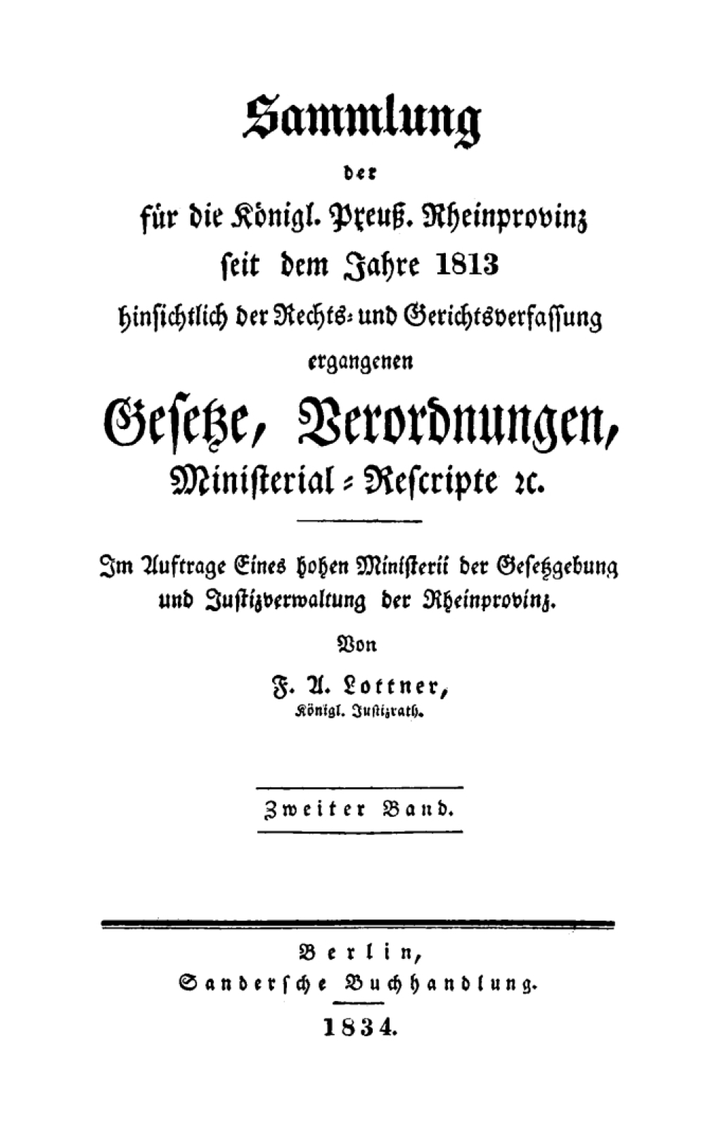 Sammlung der für die Königlich Preussische Rhein-Provinz seit dem Jahre 1813. Band 2 1st Edition